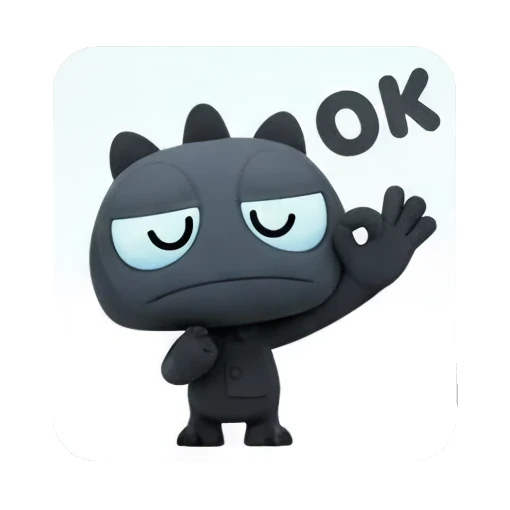 Dark monster making an OK hand gesture with text OK Little Dark Monster Daily sticker for expressive chats and social replies.