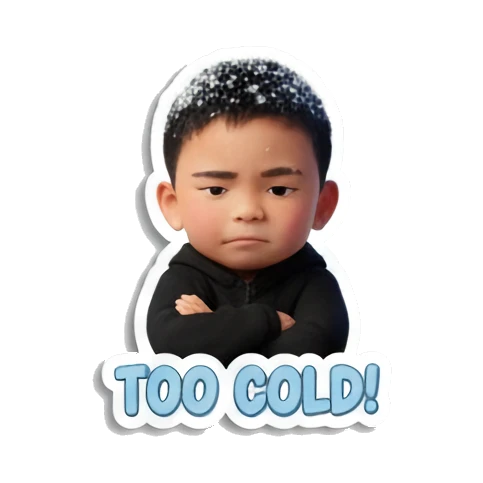 Boy with arms crossed, too cold Winter Boy Adventures sticker for expressive chats and social replies.
