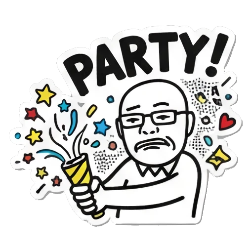 大叔鼓掌喝彩 Keith Haring Style Office Guy sticker for expressive chats and social replies.