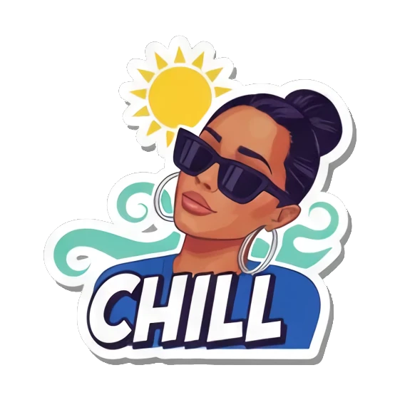 悠闲放松Chill Vibrant Pop Diva Expressions sticker for expressive chats and social replies.