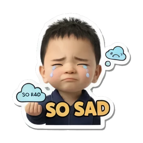 小孩悲伤So Sad Little Boy's Moods sticker for expressive chats and social replies.