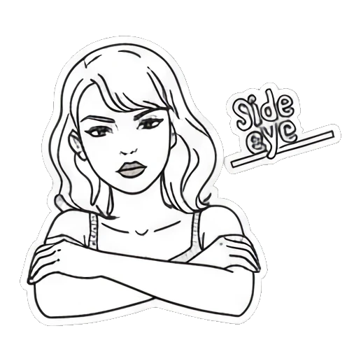 Girl giving side eye with crossed arms and text Side eye Pop Art Girl Expressions sticker for expressive chats and social replies.