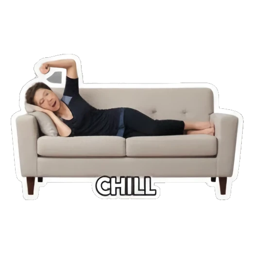 躺沙发放松 Real Life Reactions sticker for expressive chats and social replies.