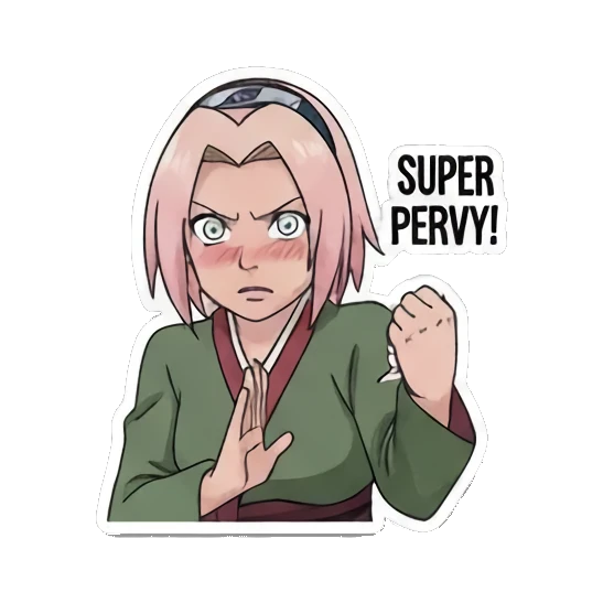 Blushing Sakura Ninja World Expressions sticker for expressive chats and social replies.