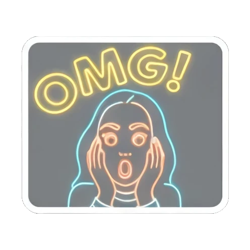 惊讶地张大嘴巴OMG Neon Girl Daily sticker for expressive chats and social replies.