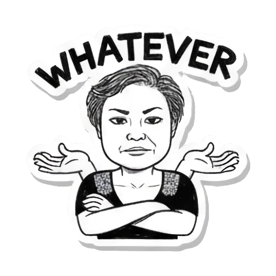 妈妈摊手WHATEVER Auntie's Daily Moods sticker for expressive chats and social replies.