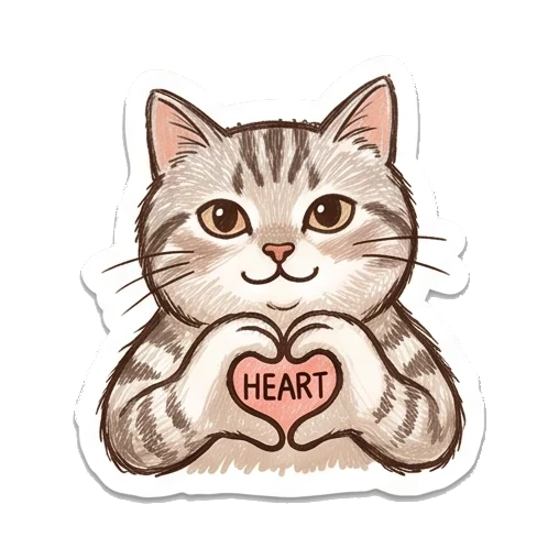 Cat making a heart shape Cozy Tabby Doodle Life sticker for expressive chats and social replies.