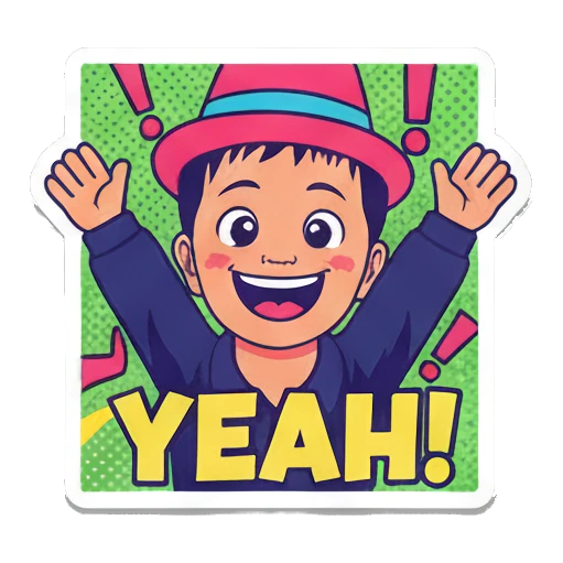男孩无聊打哈欠MEH Vibrant Boy Pop Art sticker for expressive chats and social replies.
