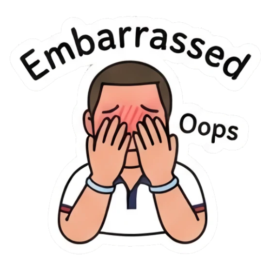 Young man covering his face with hands in embarrassment. Daily Life of a Cool Guy sticker for expressive chats and social replies.