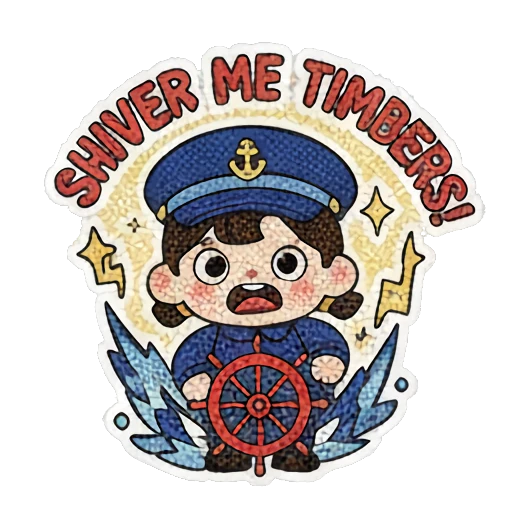 船长掌舵，表情惊讶 Little Sailor's Nautical Adventures sticker for expressive chats and social replies.