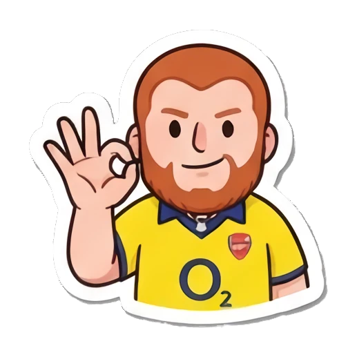 Red-bearded man making an OK hand gesture. Red-Bearded Football Fan sticker for expressive chats and social replies.