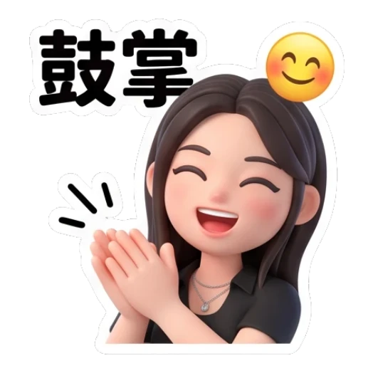 Girl clapping hands happily Modern Girl Daily Expressions sticker for expressive chats and social replies.