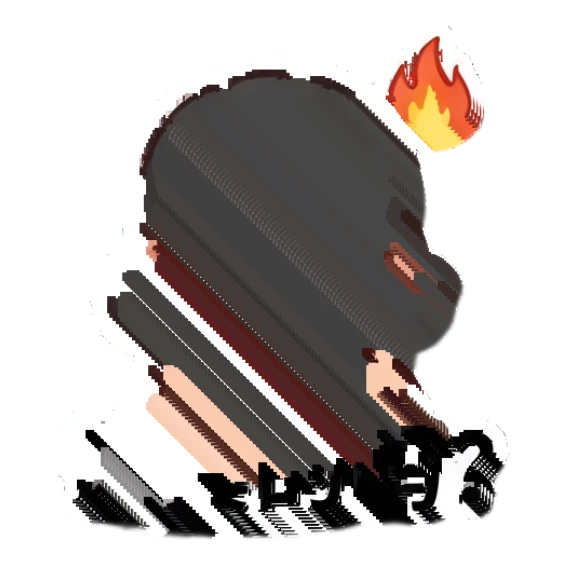 Angry girl with a fire symbol above her head, looking fierce. Cheerful Little Girl Daily sticker for expressive chats and social replies.