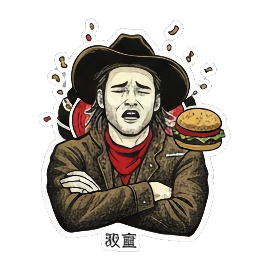 Shouting cowboy reaction Vintage Cowboy Reactions sticker for expressive chats and social replies.