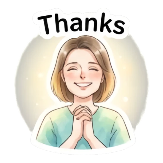 Grateful young woman with hands together saying thanks Modern Girl Expressions sticker for expressive chats and social replies.