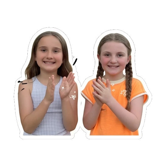Two sisters clapping with Clap Clap text Daily Life of Two Sisters sticker for expressive chats and social replies.