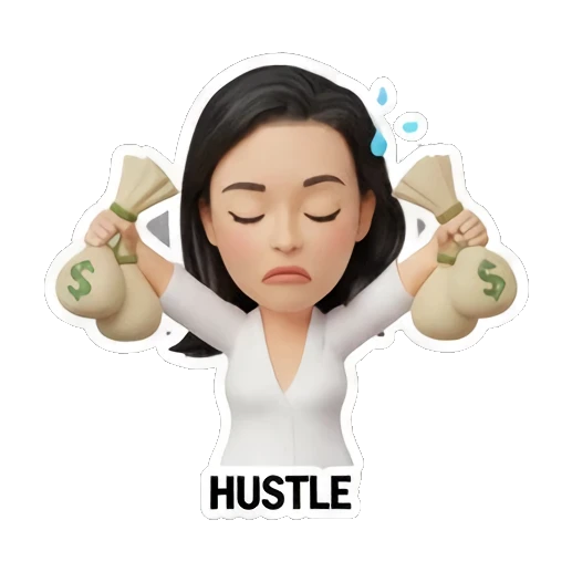 stressed girl working hard Rich Girl Lifestyle sticker for expressive chats and social replies.