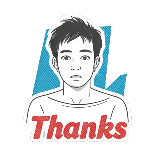 Young man looking polite and thankful with text Thanks. Daily Moods of a Young Man sticker for expressive chats and social replies.