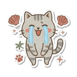 Sad kitten weeping with tears Cozy Tabby Daily sticker for expressive chats and social replies.