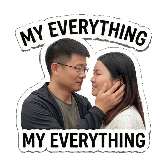 man holding woman face Sweet Couple Moments sticker for expressive chats and social replies.
