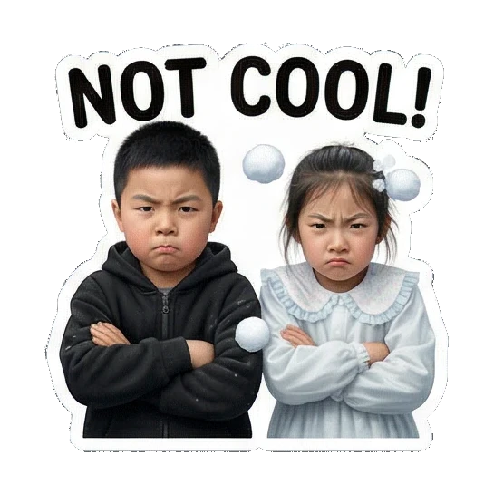 兄妹比心表达爱 Winter Kids Duo sticker for expressive chats and social replies.