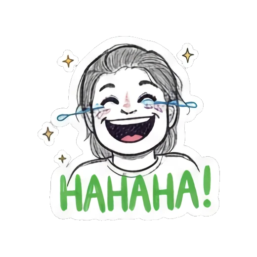 大笑流泪的女孩 Doodle Girl Daily Vibes sticker for expressive chats and social replies.