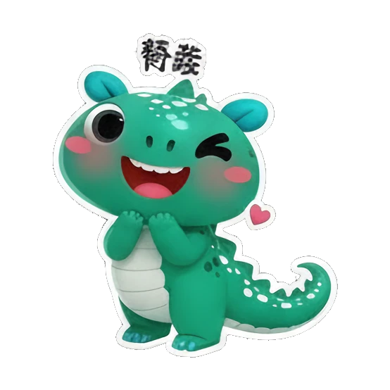 Shy dino blushing with 害羞 text Cheerful Green Dino Adventures sticker for expressive chats and social replies.