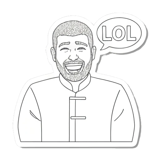 大笑男士：LOL Minimalist Moods Man sticker for expressive chats and social replies.