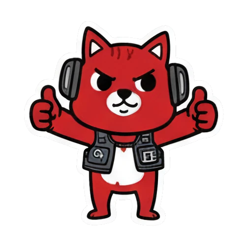生气地竖大拇指 Red Squirrel Rocker sticker for expressive chats and social replies.