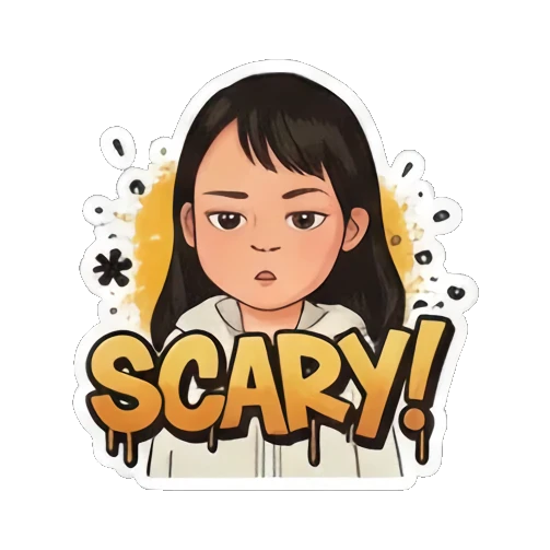 少女害怕表情SCARY Street Style Girl Expressions sticker for expressive chats and social replies.