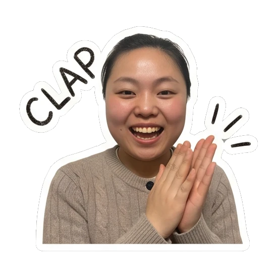 开心鼓掌动作 Daily Life of a Cheerful Girl sticker for expressive chats and social replies.