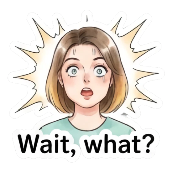 Surprised young woman with wide eyes and a shocked expression Modern Girl Expressions sticker for expressive chats and social replies.
