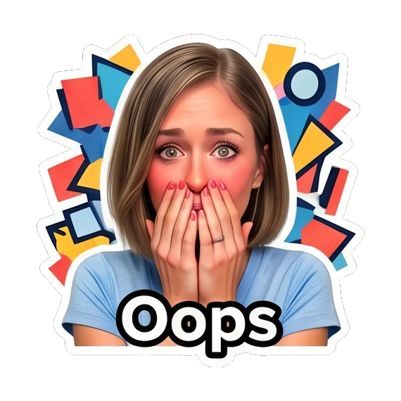 Woman covering mouth in surprise, text 'Oops' Daily Life Expressions sticker for expressive chats and social replies.
