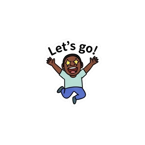 Young girl jumping with excitement and star eyes. Vibrant Daily Expressions sticker for expressive chats and social replies.