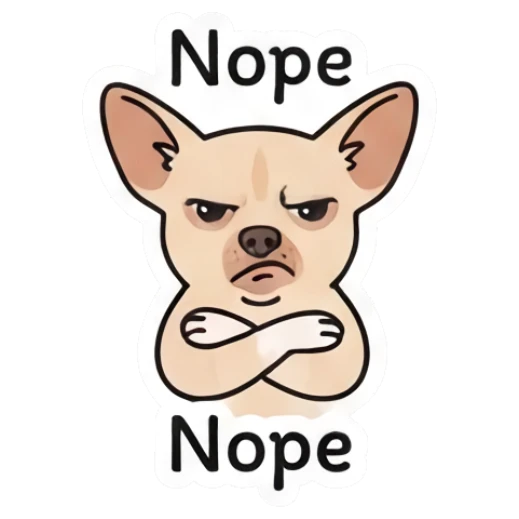 Chihuahua looking stern with crossed arms Chihuahua Moods sticker for expressive chats and social replies.