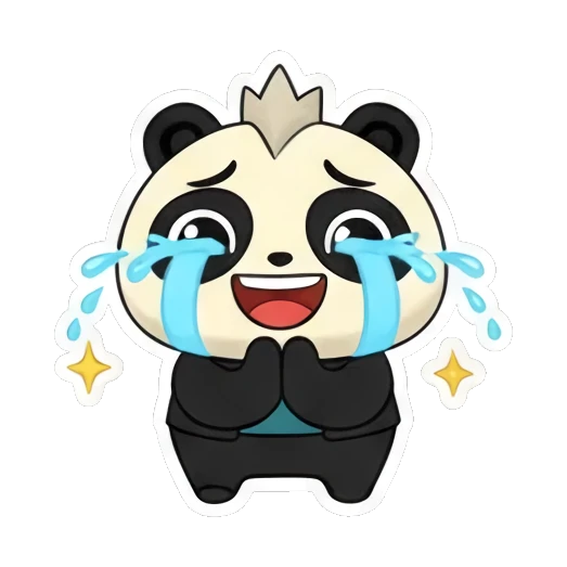 Panda crying tears of joy, very happy Little Panda Daily Life sticker for expressive chats and social replies.