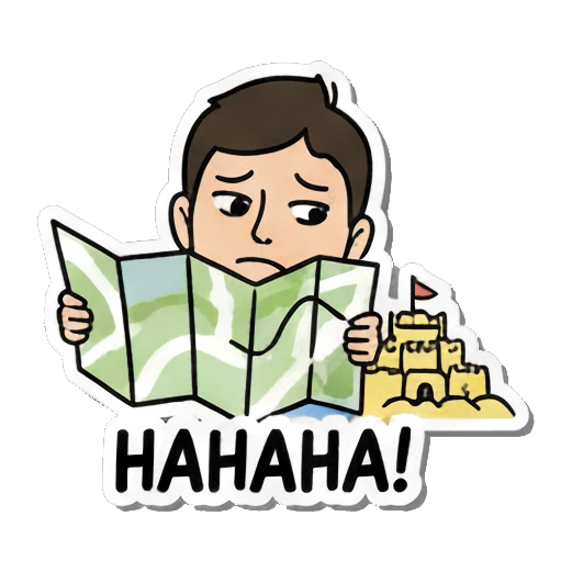 laughing with map Summer Boy Adventures sticker for expressive chats and social replies.