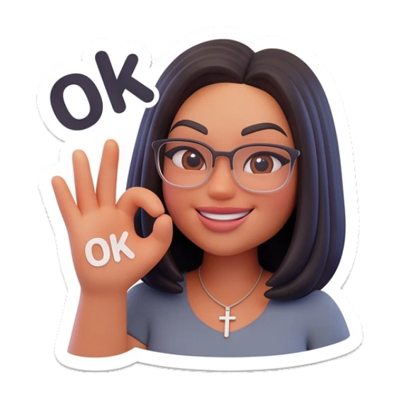 Girl with glasses making an OK hand gesture with text OK Modern Girl Daily Vibes sticker for expressive chats and social replies.