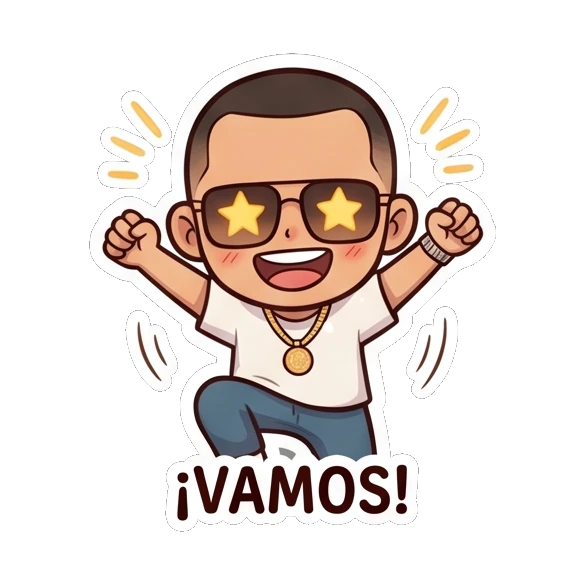 Excited man with star-shaped eyes cheering Cool Urban Guy Daily sticker for expressive chats and social replies.