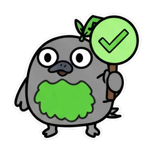 举牌表示同意的小鸟 Cute Leaf Bird Expressions sticker for expressive chats and social replies.