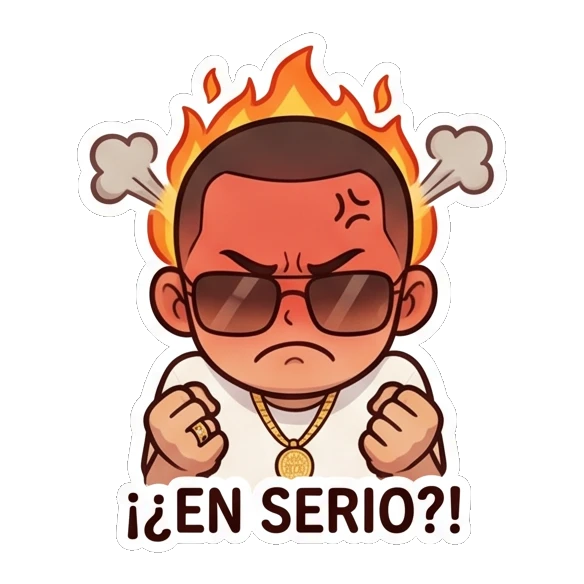 Angry man with fire background and clenched fists Cool Urban Guy Daily sticker for expressive chats and social replies.