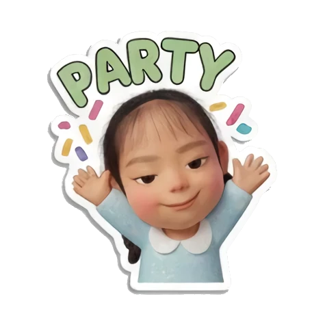 庆祝的小女孩 Little Girl Daily Vibes sticker for expressive chats and social replies.