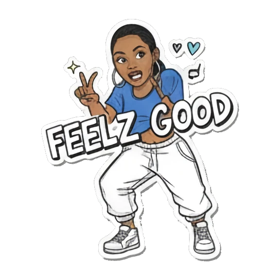 比出胜利手势心情愉悦 Urban Diva Vibes sticker for expressive chats and social replies.