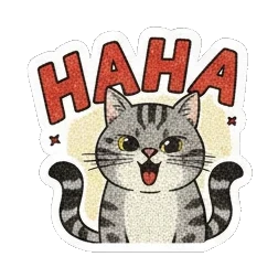 哈哈大笑的猫咪 Vintage Tabby Cat Moods sticker for expressive chats and social replies.