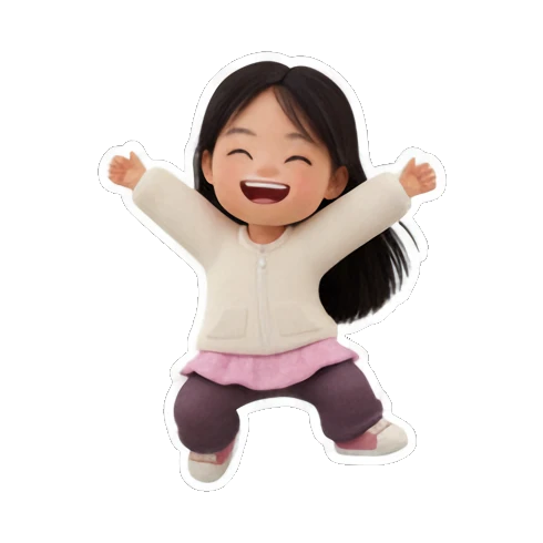 女孩张开双臂欢呼 Little Dancer Joy sticker for expressive chats and social replies.