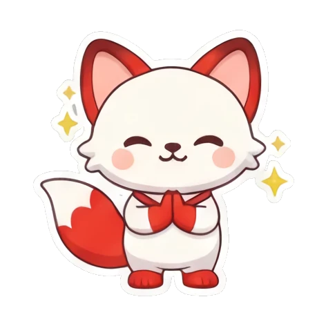 praying grateful fox Cheerful Red Fox Adventures sticker for expressive chats and social replies.