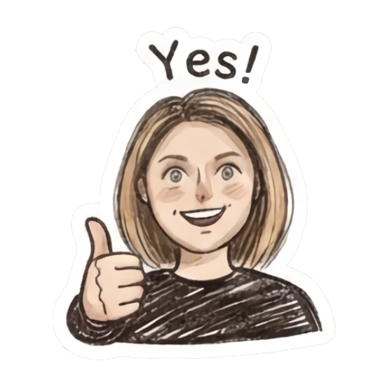 Girl giving a thumbs up with a cheerful expression Sketchy Girl Daily Vibes sticker for expressive chats and social replies.