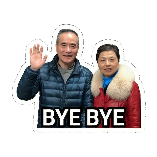 老夫妻挥手告别 Sweet Senior Duo sticker for expressive chats and social replies.