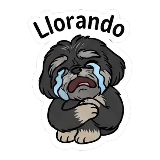 Shih Tzu crying with blue tears and text Llorando Little Shih Tzu Moods sticker for expressive chats and social replies.