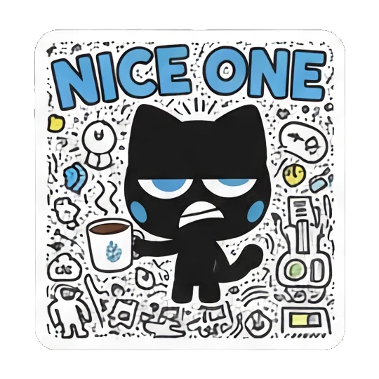 基斯哈林风格 Doodle Cat Expressions sticker for expressive chats and social replies.